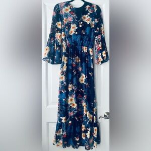 Y.A.S BELL FLUTTER SLEEVE PRINTED MAXI DRESS